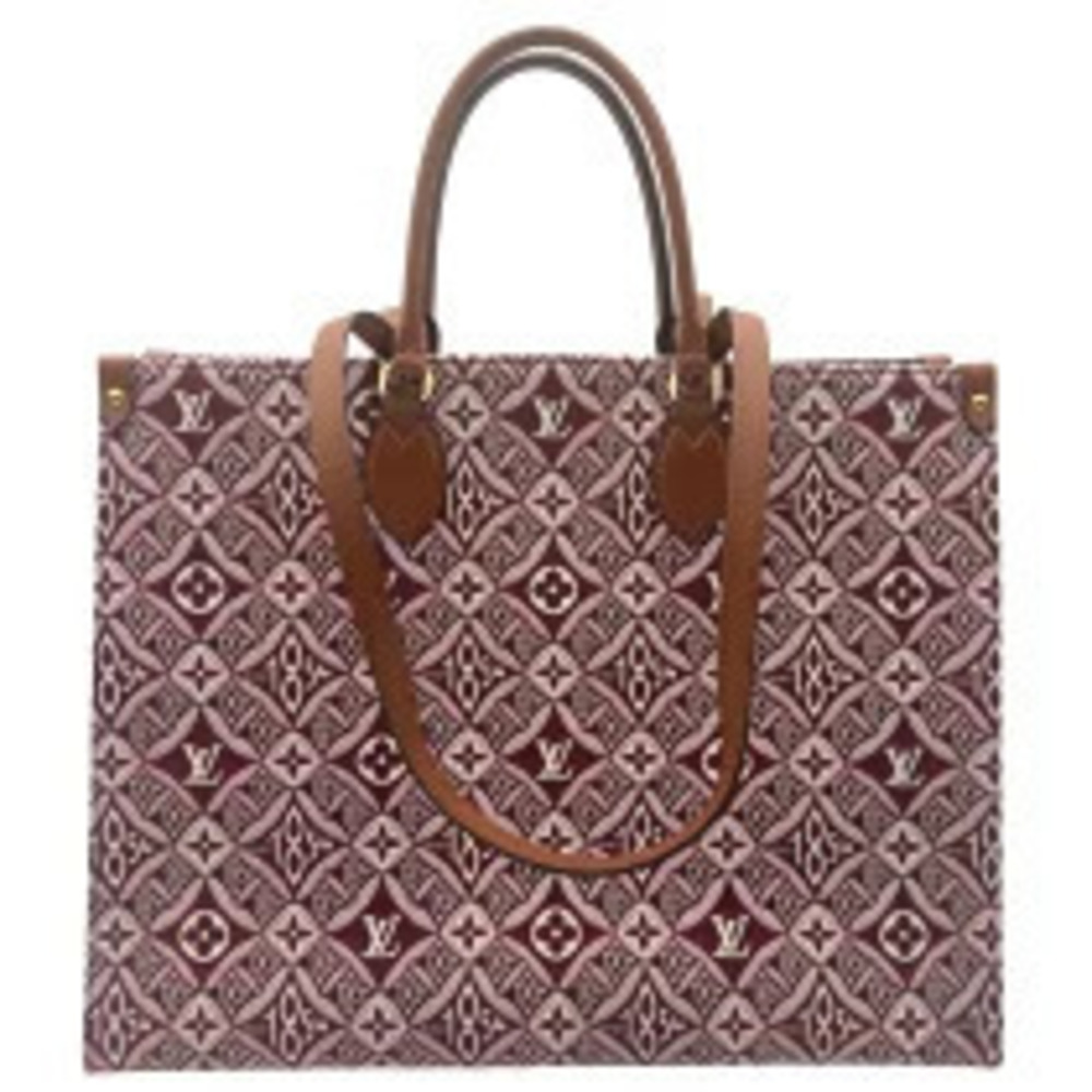 Louis Vuitton On The Go Bordeaux Purple Brown Monogram Jacquard Shoulder Bag